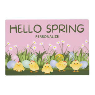 Hello Spring Personalized Laminated Placemat