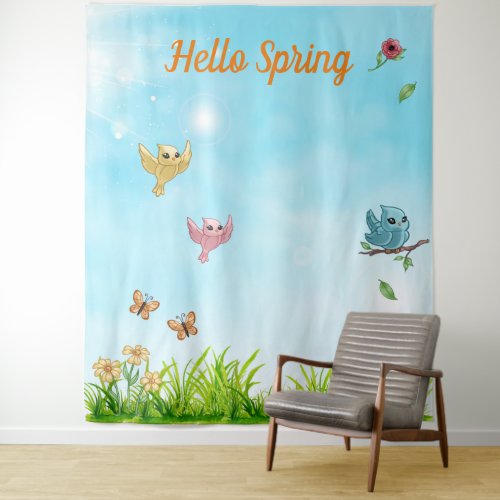 Hello Spring Photo Party Backdrop