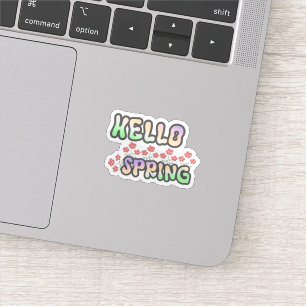 Hello Spring Poster with fresh floral designs Sticker