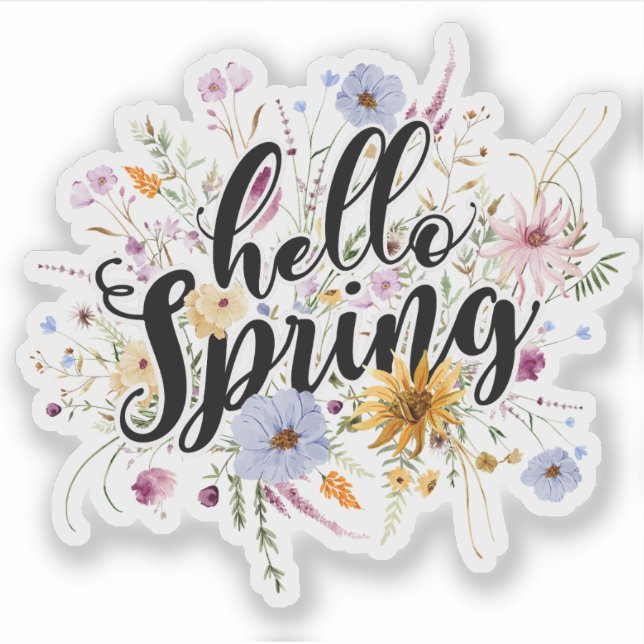 Hello Spring Quote  Sticker (Front)