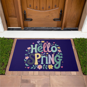 Hello Spring quote with spring vibes Doormat