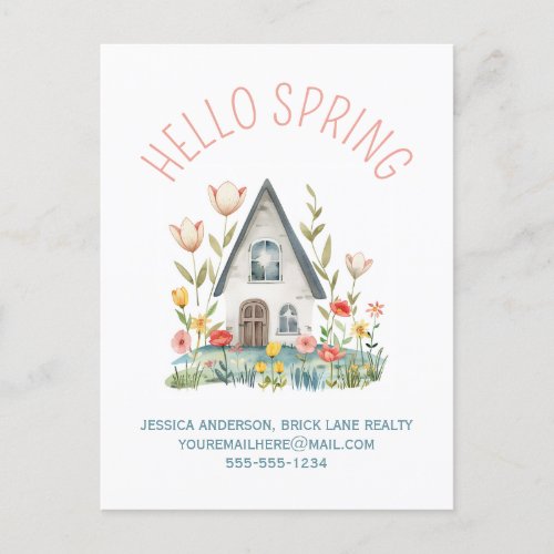 Hello Spring Real Estate Contact Info  Postcard
