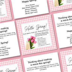 Hello Spring Real Estate Postcard   Pink Spring  Favor Tags