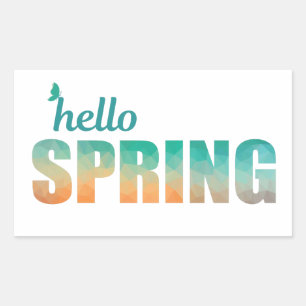 Hello Spring rectangular stickers. Sticker