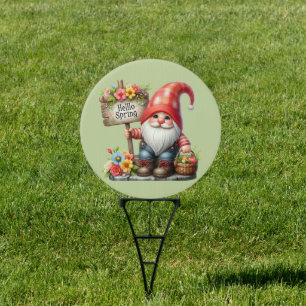 Hello Spring Red Gnome Sign