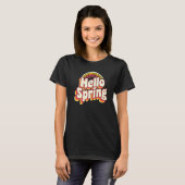 Hello Spring Retro Sunset Rainbow First Day Of Spr T-Shirt (Front Full)