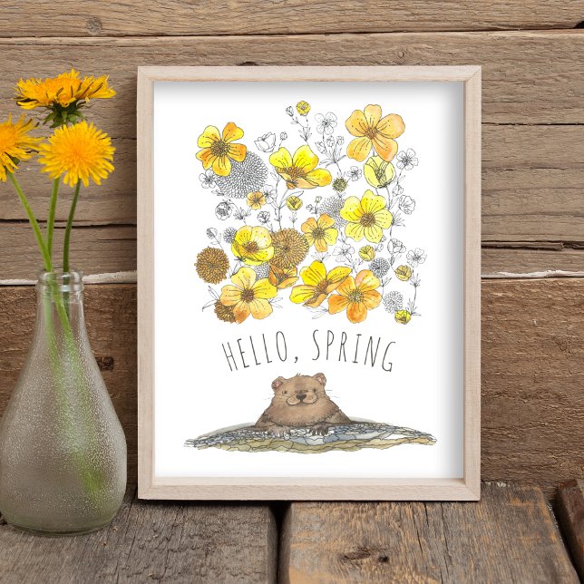 Hello, Spring Seasonal Print (Hello Spring Cute Seasonal Art Print)