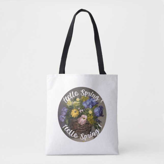 Hello Spring Sign Tote Bag (Front)