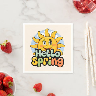 Hello Spring: Smiling Sun and Blue Sky Napkins