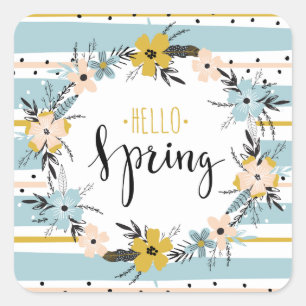Hello Spring. Spring Flowers Easter Gift Stickers