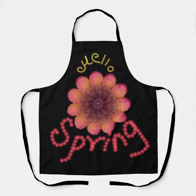 Hello Spring - Textured Pink & Orange Flower Art Apron (Front)