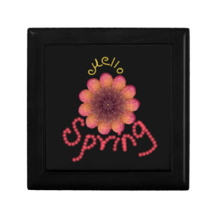 Hello Spring - Textured Pink & Orange Flower Art Gift Box
