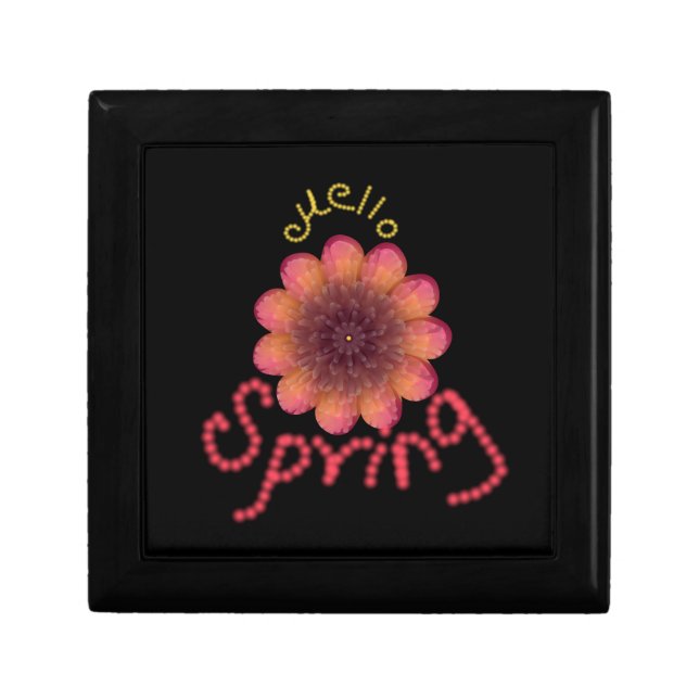 Hello Spring - Textured Pink & Orange Flower Art Gift Box (Front)