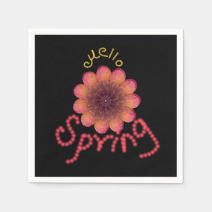 Hello Spring - Textured Pink & Orange Flower Art Napkins