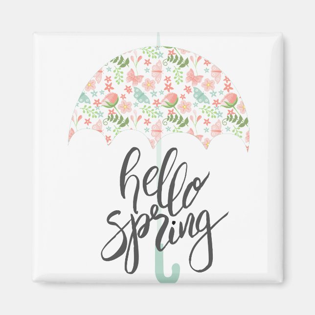 Hello Spring Umbrella Magnet (Front)