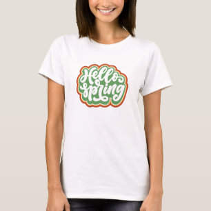 hello spring, vintage colorful typography spring T-Shirt