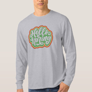 hello spring, vintage colorful typography spring T T-Shirt