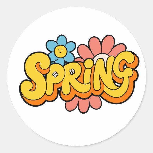 Hello Spring | with Fresh Floral Classic Round  Sticker (Front)