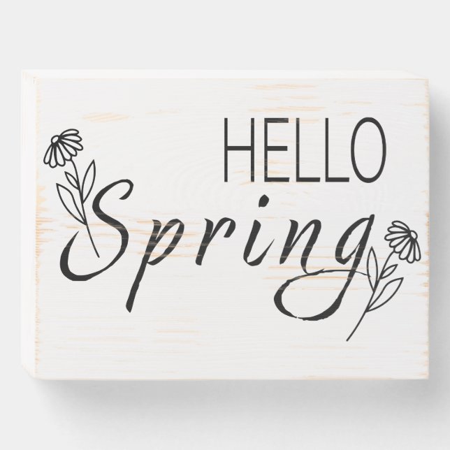 Hello Spring Wood Decor Wooden Box Sign (Front Horizontal)