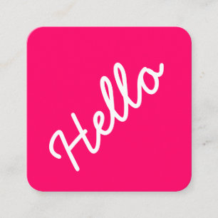 Hello  - Square - Neon Red Business Card