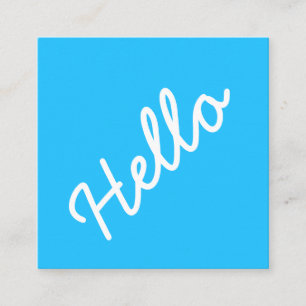 Hello  - Square - Sky Blue Business Card