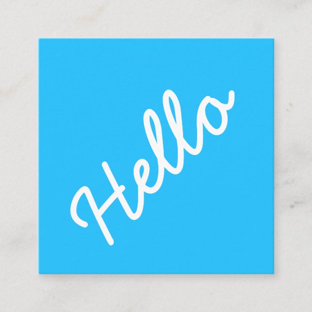 Hello  - Square - Sky Blue Business Card (Front)