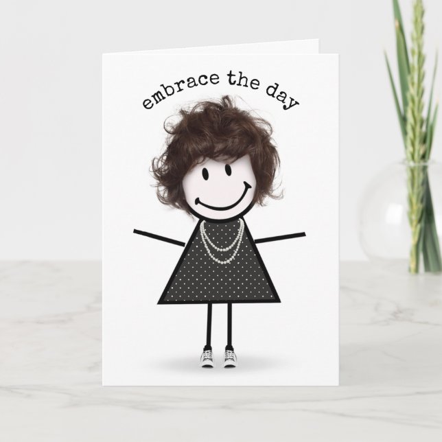 Hello Stick Figure Girl In Sneakers Card (Front)