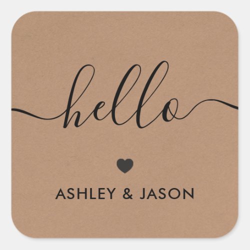 Hello Sticker All Occasion Gift Tags Kraft Square Sticker