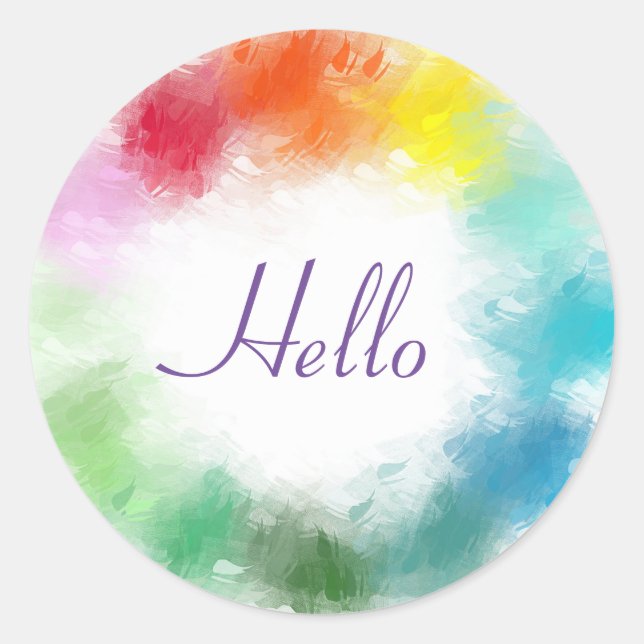 Hello Sticker Pink Red Orange Yellow Green Blue (Front)