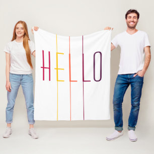 Hello striped multicolored modern typography fleece blanket