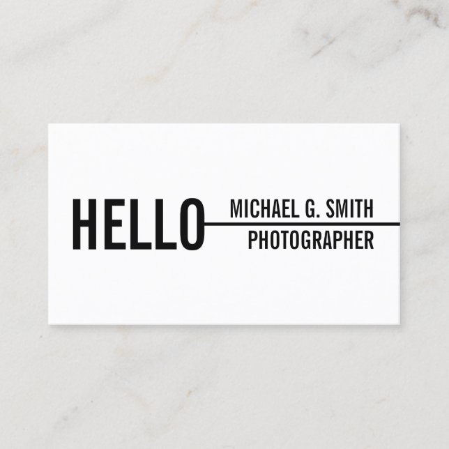 "Hello" Stylish Modern Minimalist Business Card (Front)
