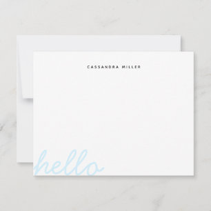 Hello Stylish Script Modern Minimal Personalized Note Card