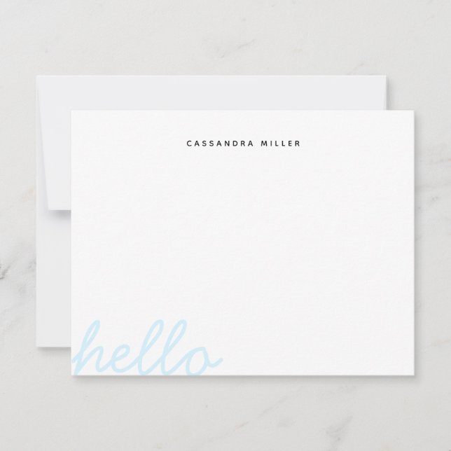 Hello Stylish Script Modern Minimal Personalized Note Card (Front)