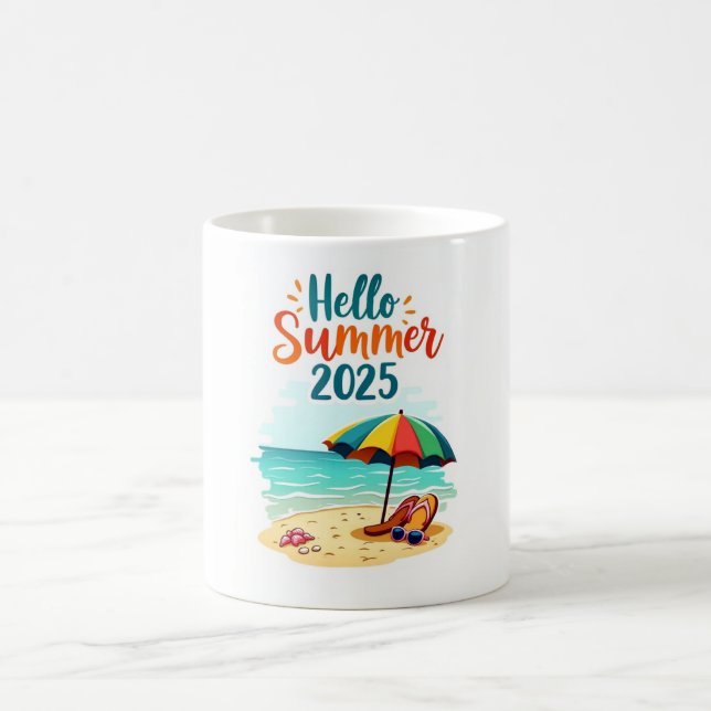 Hello Summer 2025 🌊 Colorful Beach Mug (Center)