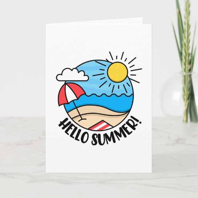 Hello Summer 2 Letterpress Thank You Card (Front)