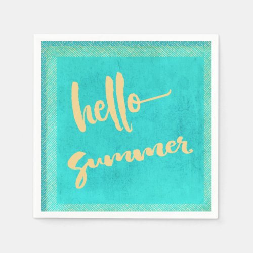 Hello Summer Barbecue Pool Party Picnic Napkins