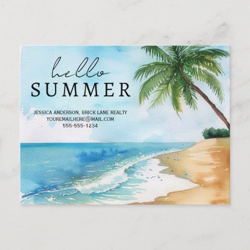 Hello Summer Beach Contact Info Real Estate Postcard