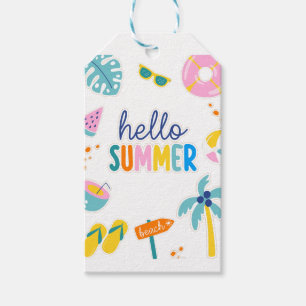 Hello Summer Beach Fun Retro Design Gift Tags