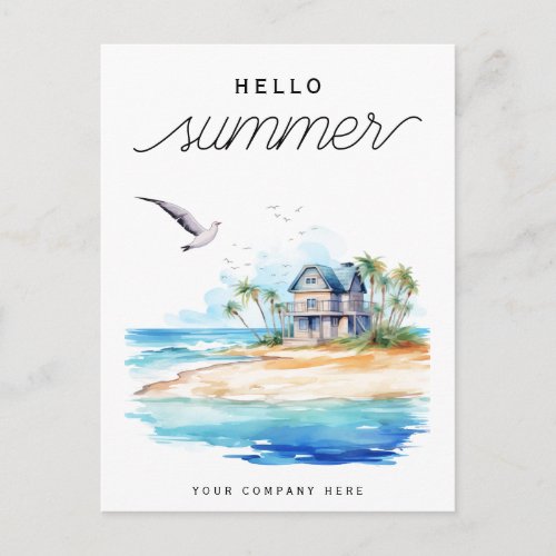 Hello Summer Beach House Ocean Business Postcard