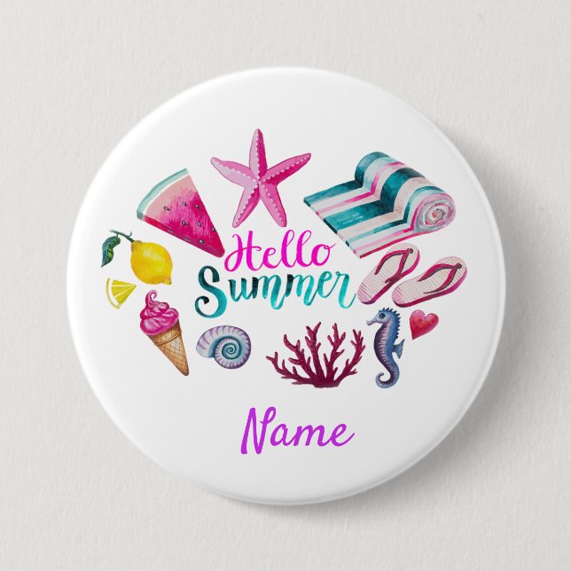 Hello Summer Beach Thunder-Cove Button (Front)