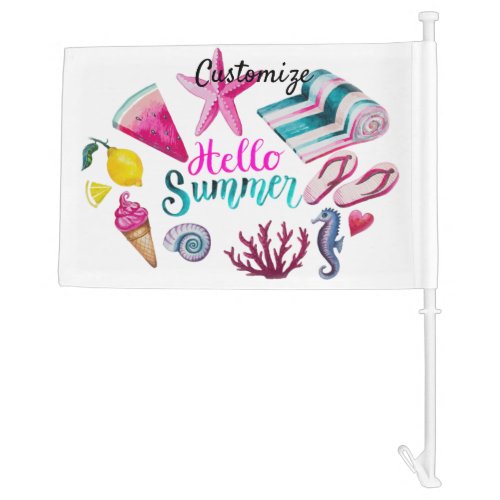 Hello Summer Beach Thunder_Cove  Car Flag