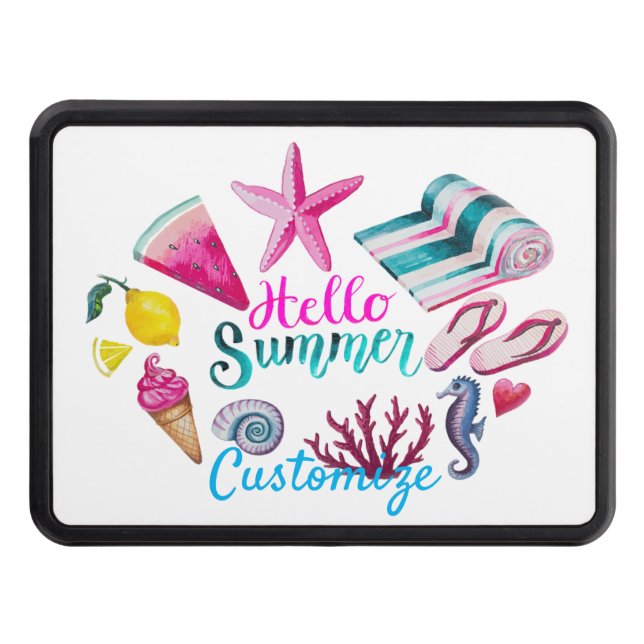 Hello Summer Beach Thunder-Cove Hitch Cover (Front)