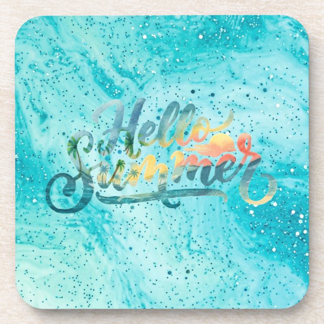 Hello Summer Beverage Coaster (Front)