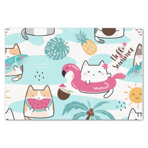 Hello Summer Cats Decoupage Tissue Paper