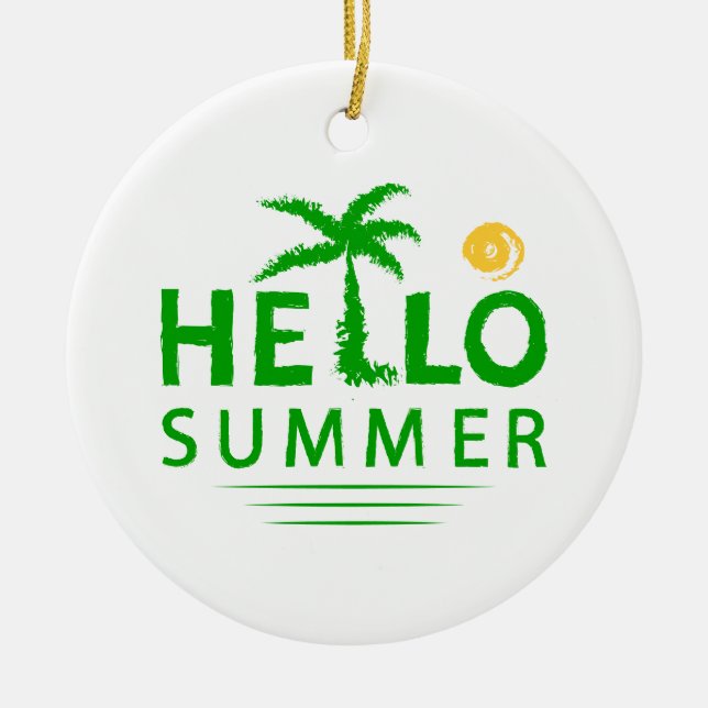 Hello Summer Ceramic Ornament (Front)