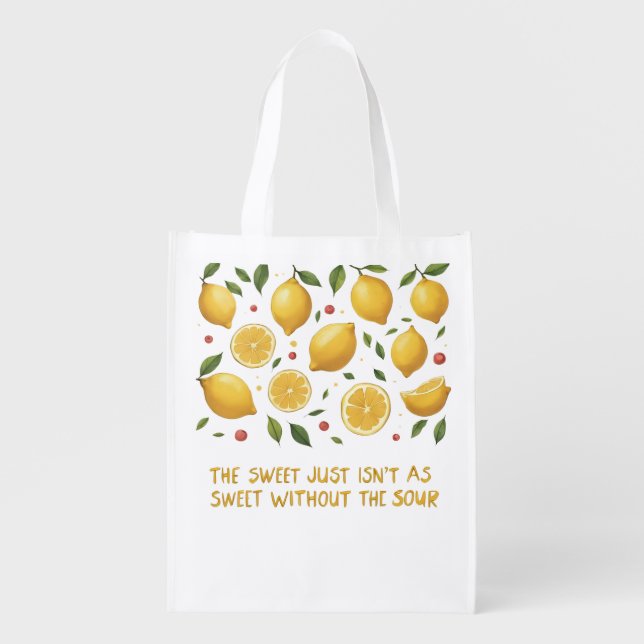 Hello Summer Citrus Lemon Reusable Shopping Bags (Front)