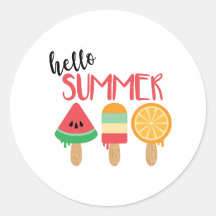 Hello Summer Classic Round Sticker
