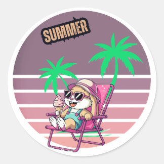 Hello summer  classic round sticker