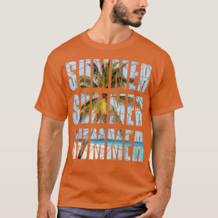 Hello Summer Coconut Palm Tree Retro Beach Tropica T-Shirt