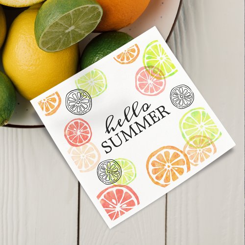 Hello Summer Colorful Citrus Slices Napkins